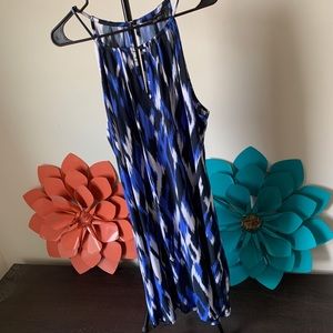 Black, white, and blue dress